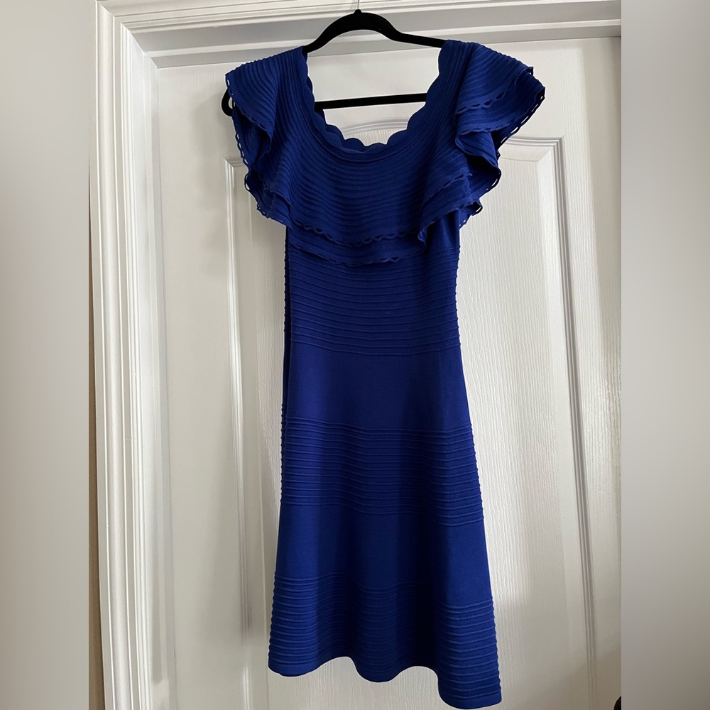 Eliza J Blue Ruffled A-line Mini Dress